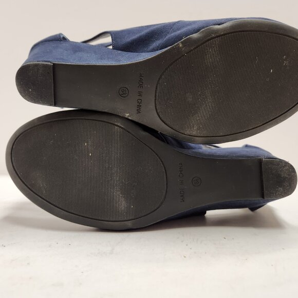 American Rag Miley Womens Closed Toe Ankle Strap Navy Wedge Heels Size: 6.5M - Picture 8 of 8